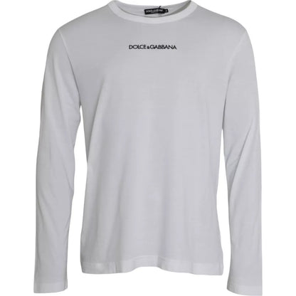 White Logo Cotton Crew Neck Pullover Sweater - The Luxe Alliance