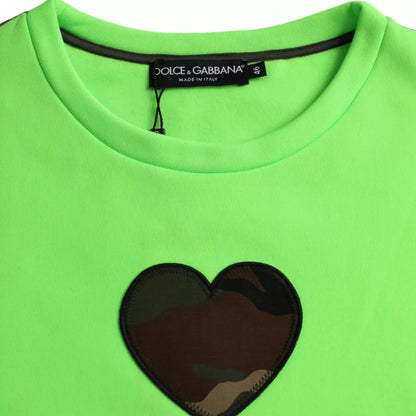  - Green Patchwork Heart Crew Neck Pullover Sweater