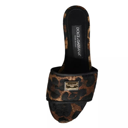  - Brown Leopard Logo Slides Flats Sandals Shoes