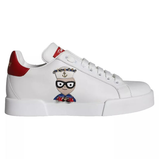  - White Patch Calfskin Nappa Portofino Sneakers Shoes