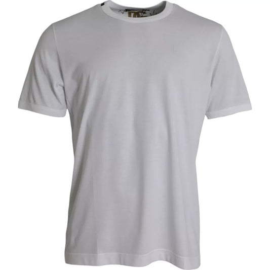  - White Cotton Round Neck Short Sleeves T-shirt