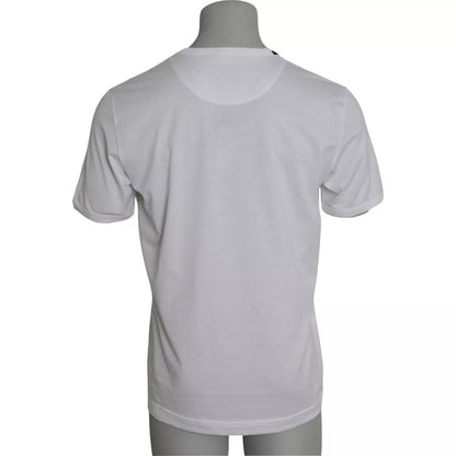  - White Cotton Round Neck Short Sleeves T-shirt