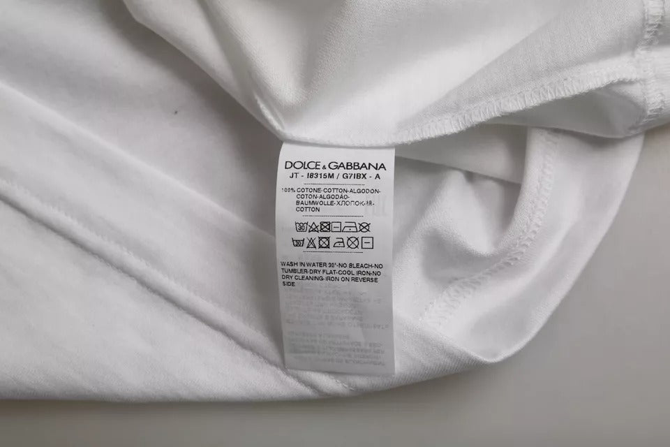 Dolce & Gabbana White Cotton Round Neck Short Sleeve T-shirt