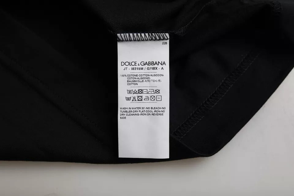 Dolce & Gabbana Black Cotton Round Neck Short Sleeve Men T-shirt