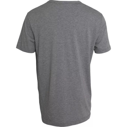  - Gray Graphic Print Cotton Round Neck T-shirt