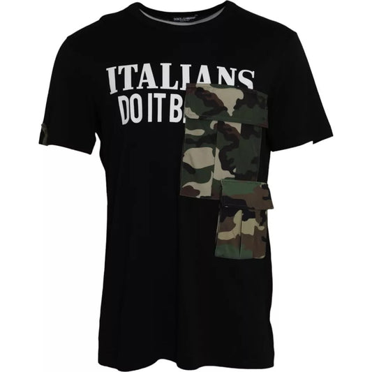 Black Camouflage Cotton Short Sleeve T-shirt - The Luxe Alliance