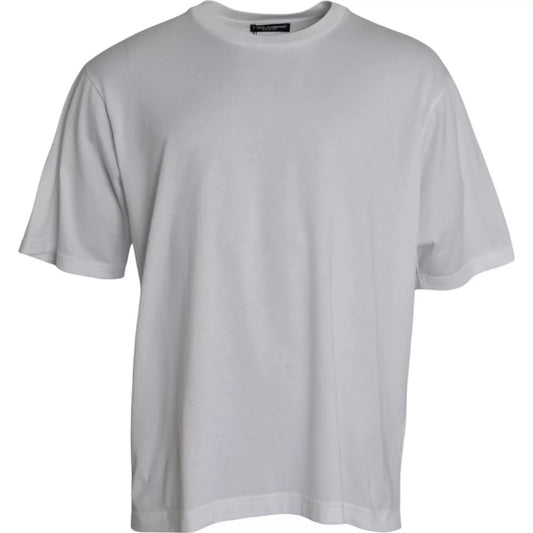 White Cotton Round Neck Short Sleeve T-shirt - The Luxe Alliance