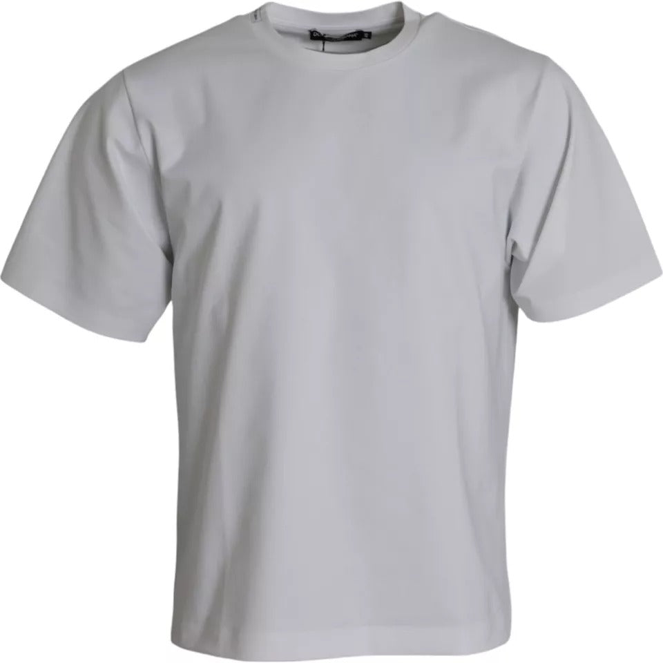 Dolce & Gabbana White Cotton Round Neck Short Sleeve T-Shirt