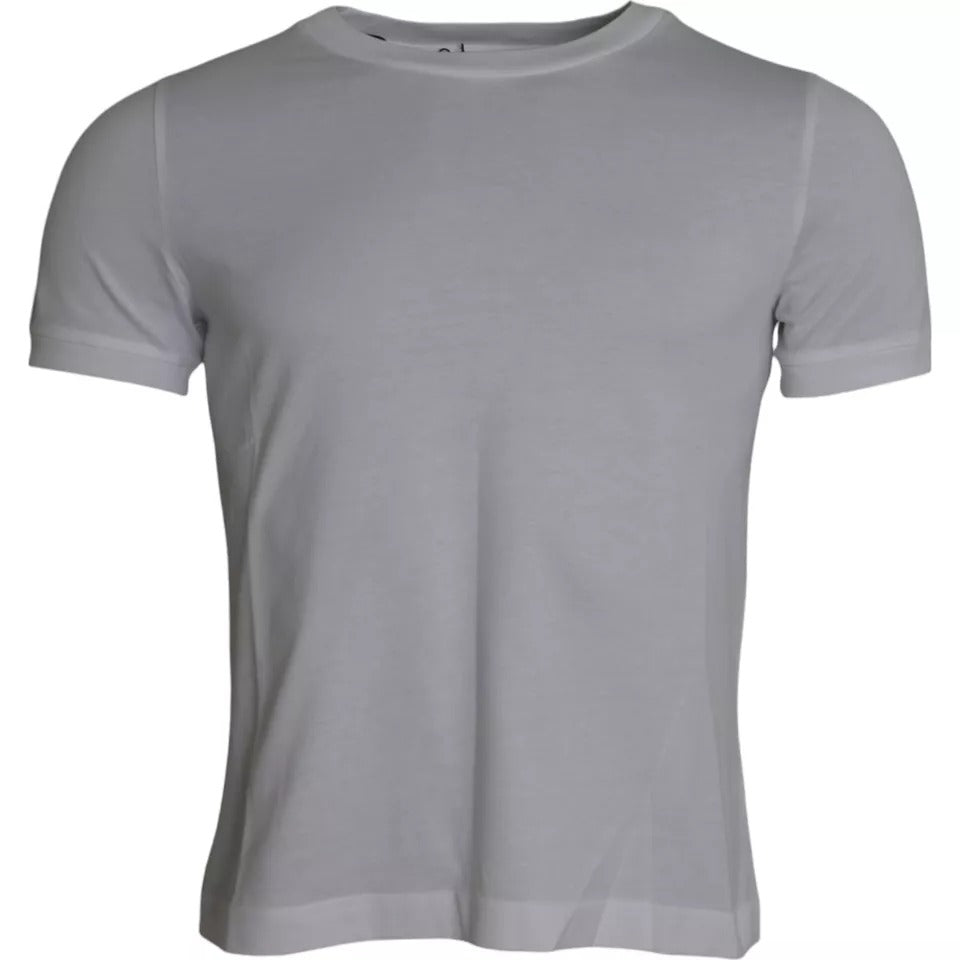 White Cotton Round Neck Short Sleeve T-shirt - The Luxe Alliance