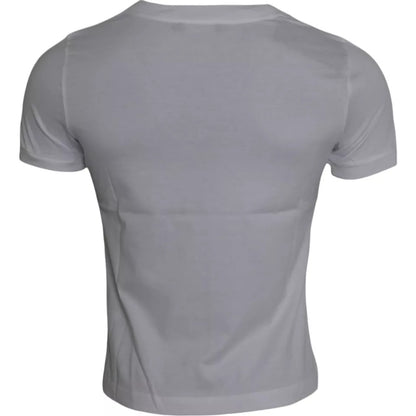 White Cotton Round Neck Short Sleeve T-shirt - The Luxe Alliance