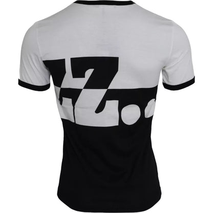 Black White Jazz Print Cotton Short Sleeves T-shirt - The Luxe Alliance