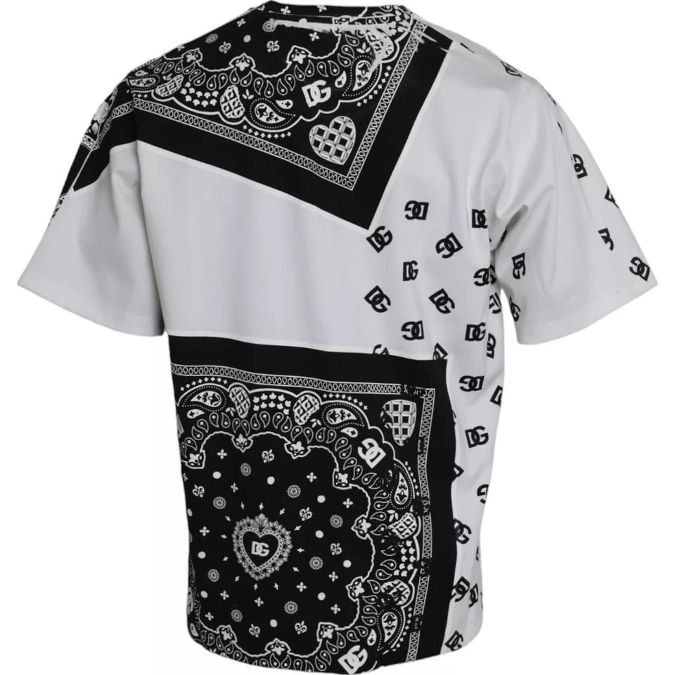 White Bandana Print Cotton Short Sleeves T-shirt - The Luxe Alliance