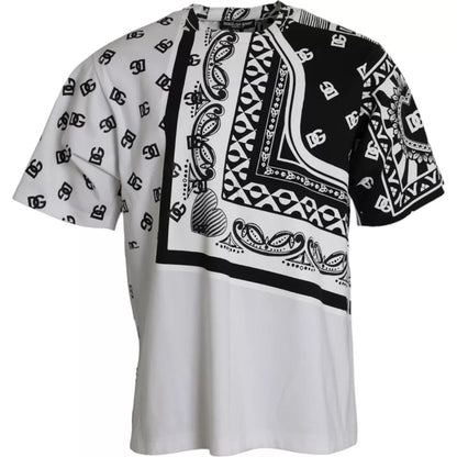 White Bandana Print Cotton Short Sleeves T-shirt - The Luxe Alliance