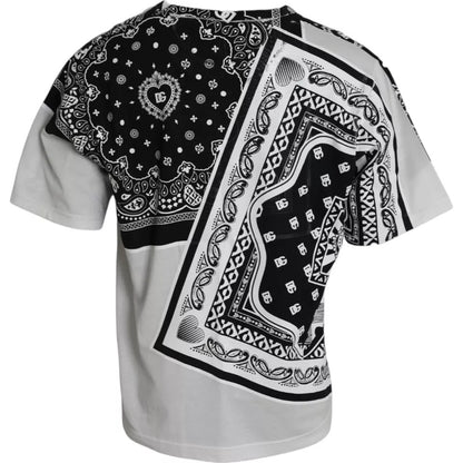 White Bandana Print Cotton Short Sleeves T-shirt - The Luxe Alliance