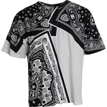 White Bandana Print Cotton Short Sleeves T-shirt - The Luxe Alliance