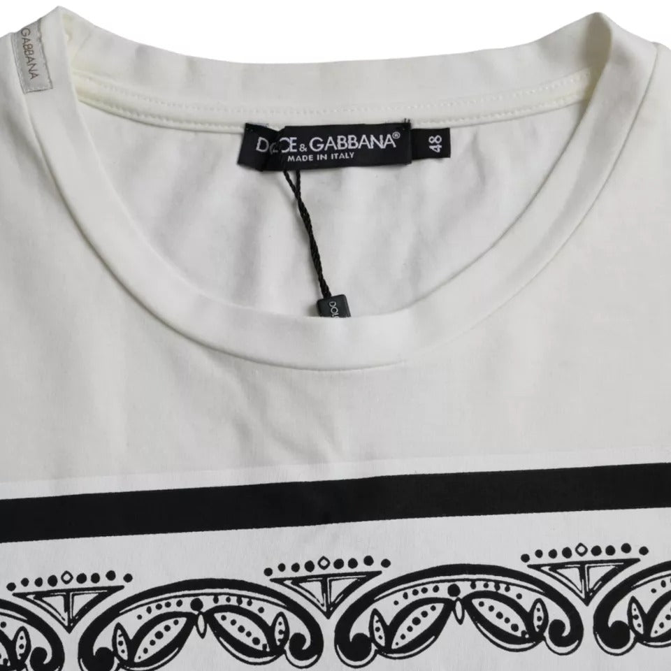 White Bandana Print Cotton Short Sleeves Men T-shirt - The Luxe Alliance