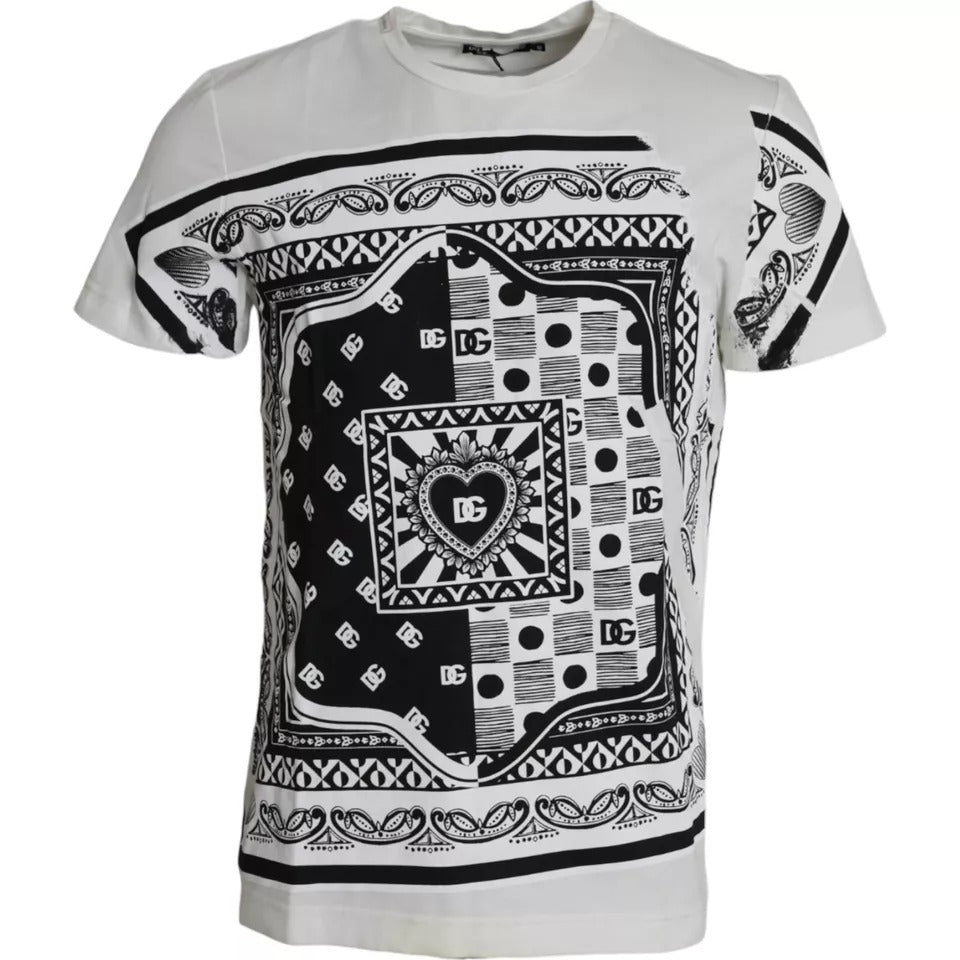 White Bandana Print Cotton Short Sleeve T-shirt