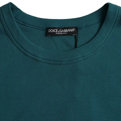 Blue Green Cotton Round Neck Short Sleeves T-shirt - The Luxe Alliance