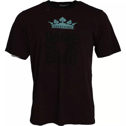 Bordeaux Crown Print Round Neck Cotton T-shirt - The Luxe Alliance