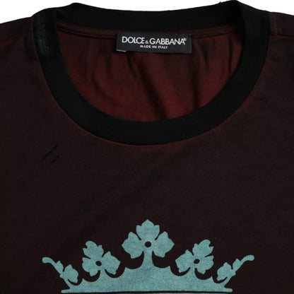 Bordeaux Crown Print Round Neck Cotton T-shirt - The Luxe Alliance