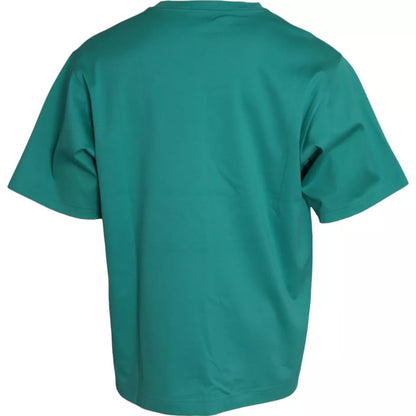 Green Logo Patch Round Neck Cotton  T-shirt - The Luxe Alliance