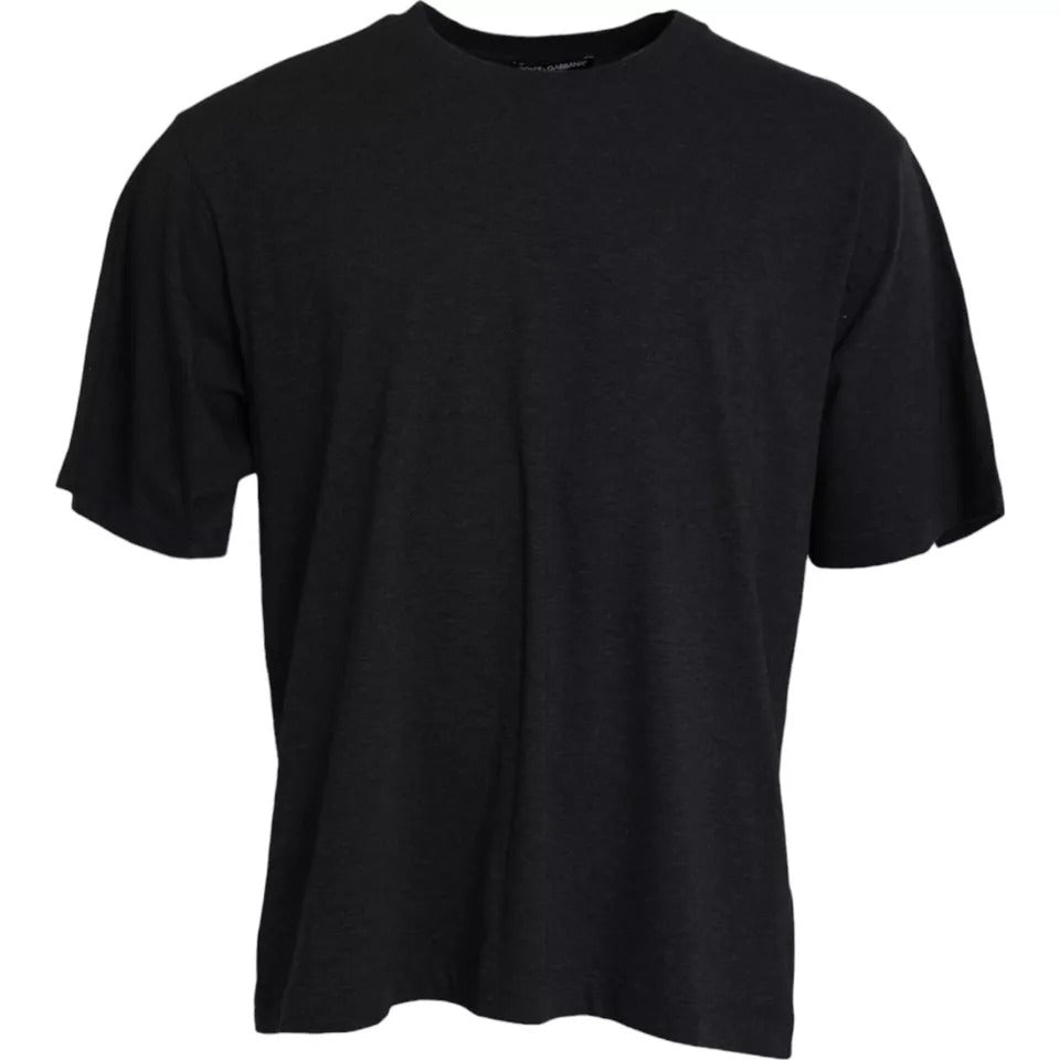 Black Cotton Crew Neck Short Sleeves T-shirt - The Luxe Alliance