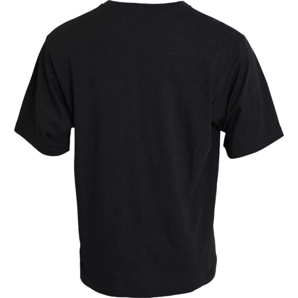 Black Cotton Crew Neck Short Sleeves T-shirt - The Luxe Alliance