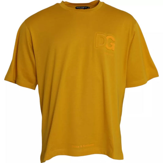 Dark Yellow Logo Cotton Round Neck T-shirt - The Luxe Alliance