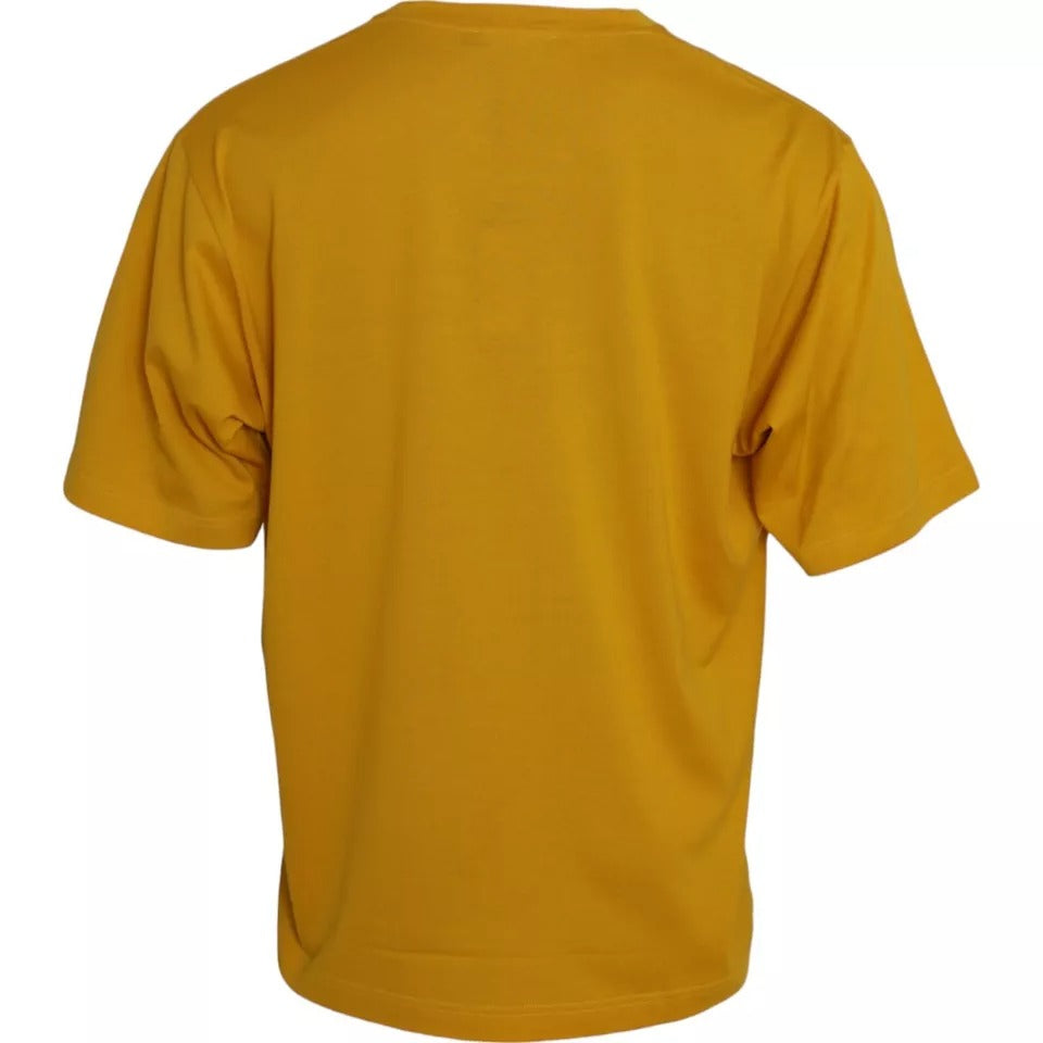 Dark Yellow Logo Cotton Round Neck T-shirt - The Luxe Alliance