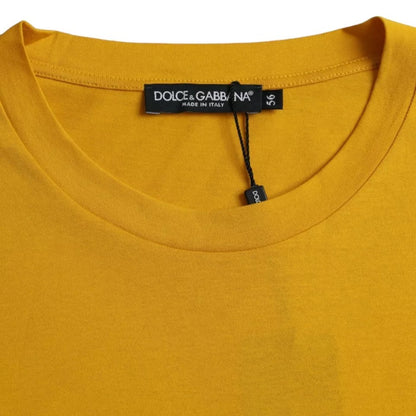 Dark Yellow Logo Cotton Round Neck T-shirt - The Luxe Alliance