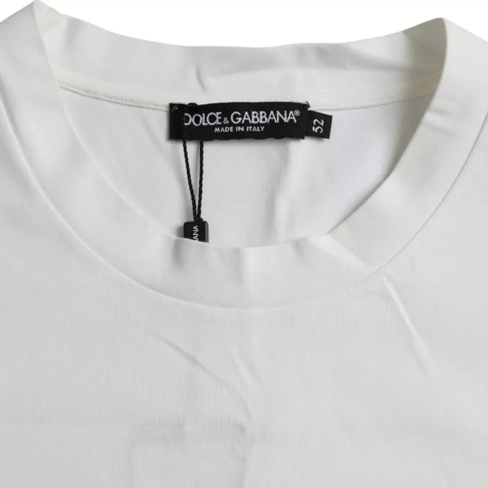 White Logo Round Neck Short Sleeves T-shirt - The Luxe Alliance