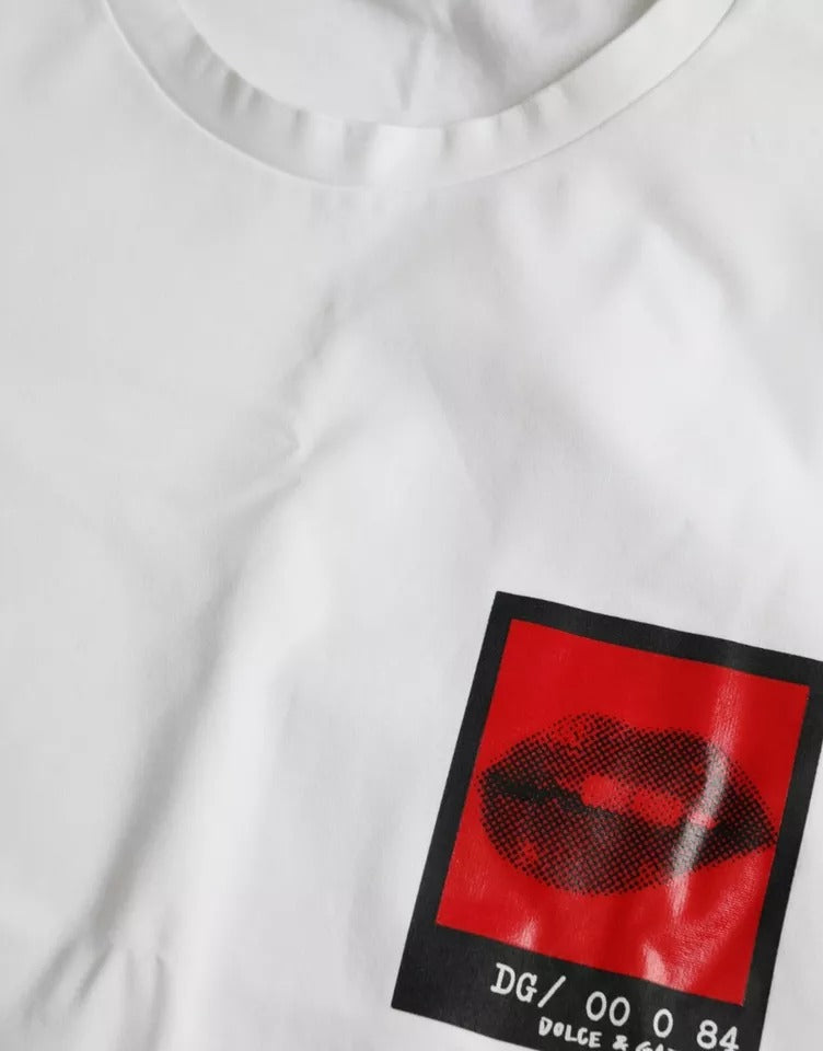 White Red Lips Print Cotton Men T-shirt - The Luxe Alliance