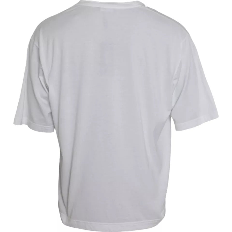 White Cotton Round Neck Short Sleeve T-shirt - The Luxe Alliance