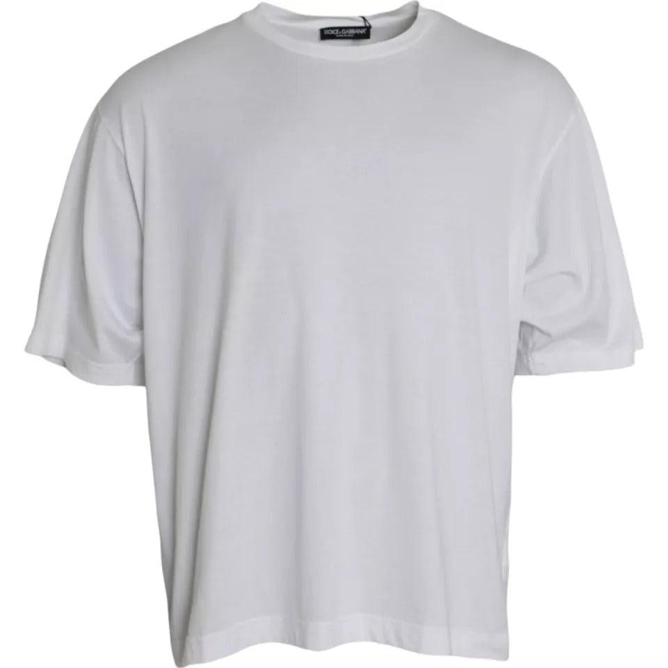 White Cotton Round Neck Short Sleeve T-shirt - The Luxe Alliance