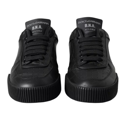 Black Leather Low Top Sneakers Men Shoes - The Luxe Alliance