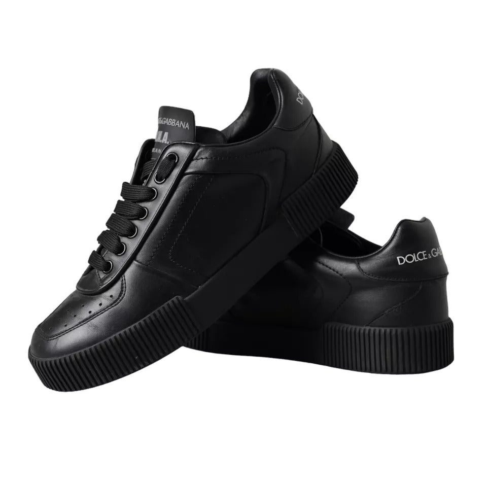 Black Leather Low Top Sneakers Men Shoes - The Luxe Alliance