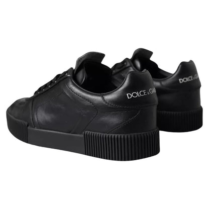 Black Leather Low Top Sneakers Men Shoes - The Luxe Alliance