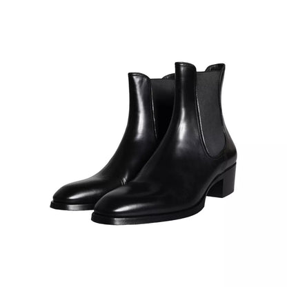 Black Leather Chelsea Ankle Boots Men Shoes - The Luxe Alliance