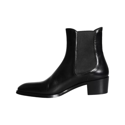 Black Leather Chelsea Ankle Boots Men Shoes - The Luxe Alliance