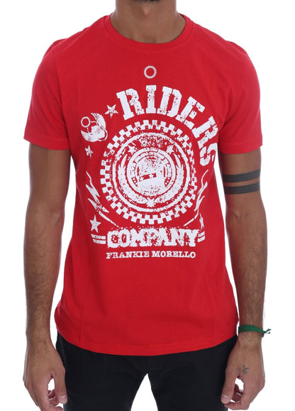  - Chic Red 'RIDERS' Motive Crewneck Tee