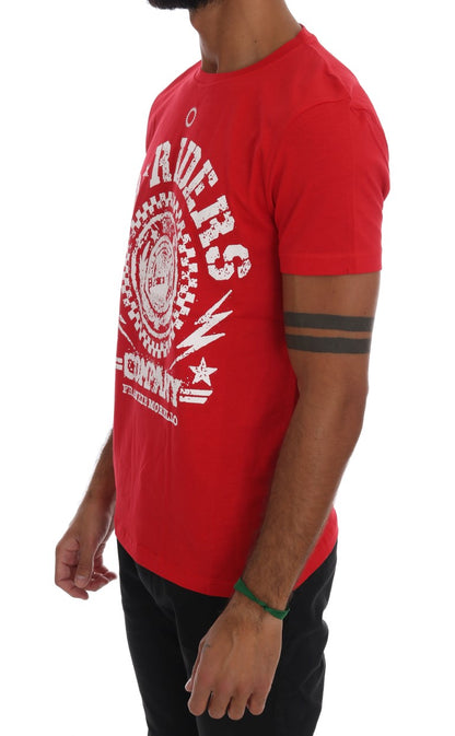  - Chic Red 'RIDERS' Motive Crewneck Tee