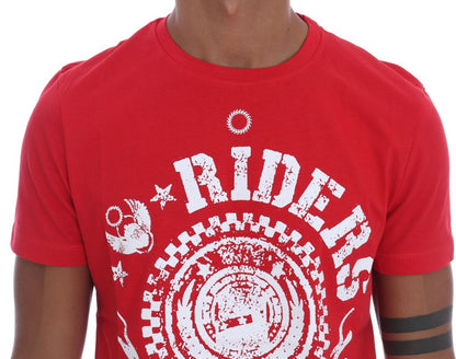  - Chic Red 'RIDERS' Motive Crewneck Tee