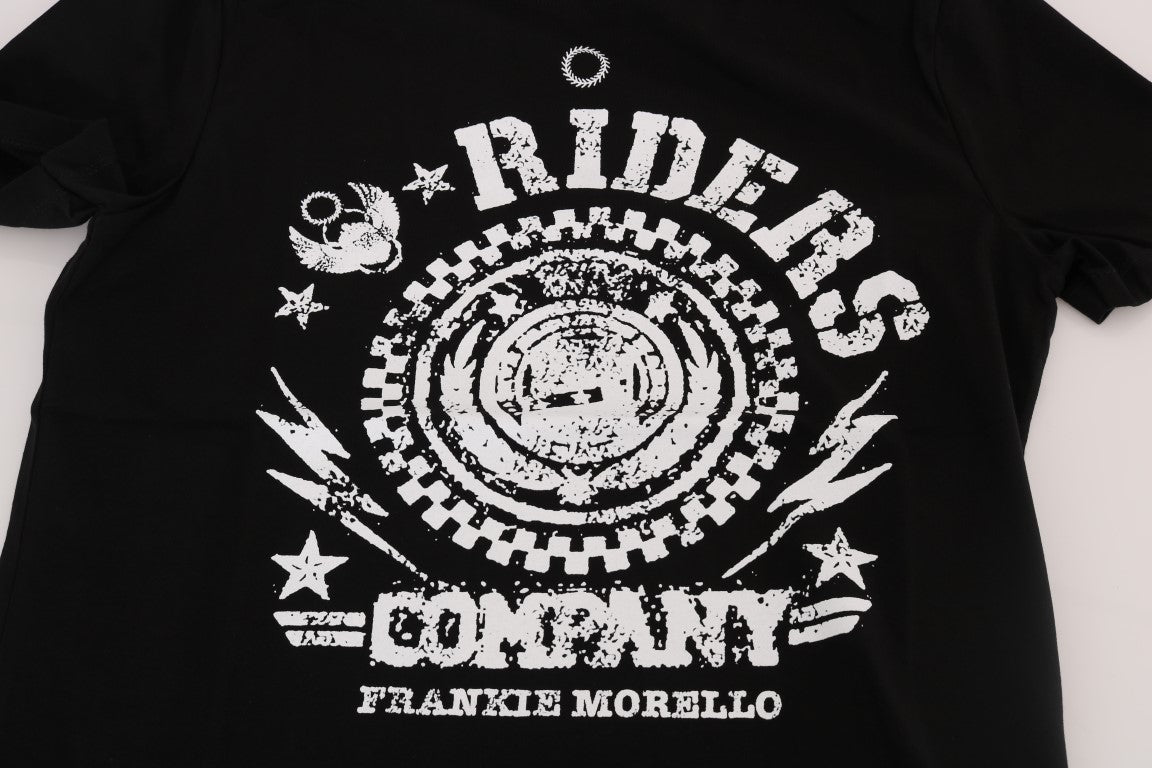  - Chic Black Crewneck Tee with 'RIDERS' Motif