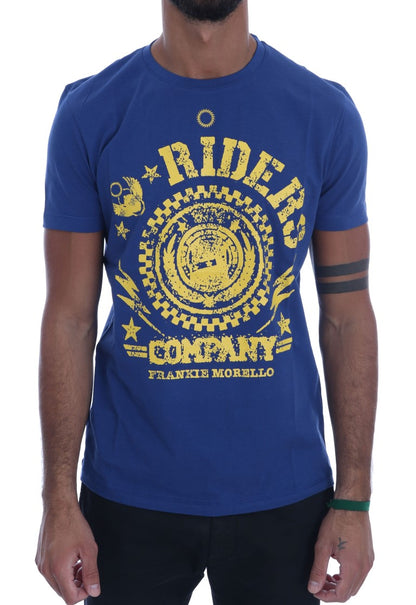  - Stylish Blue Riders Motif Cotton Tee