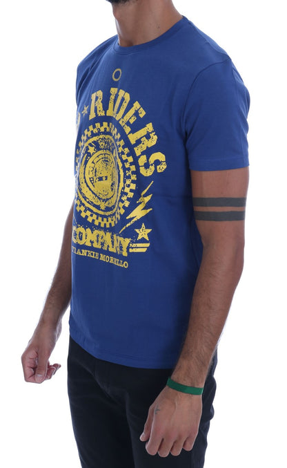  - Stylish Blue Riders Motif Cotton Tee