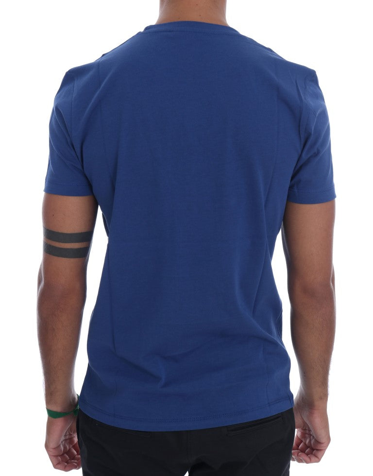  - Stylish Blue Riders Motif Cotton Tee