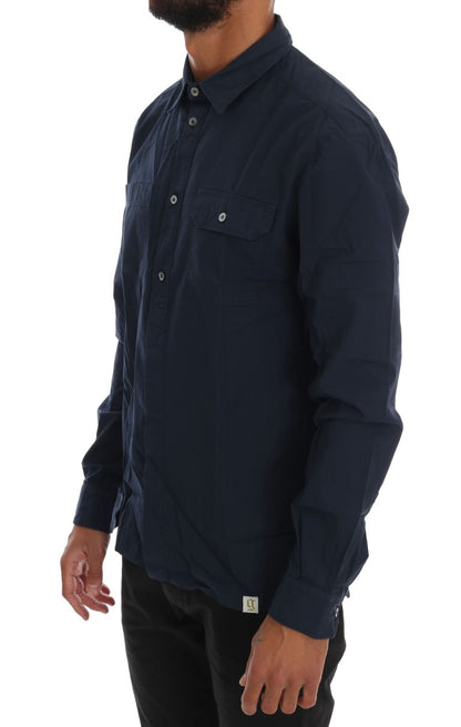  - Elegant Blue Cotton Casual Shirt