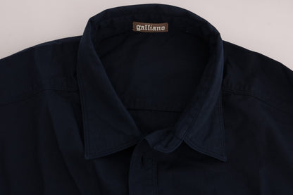  - Elegant Blue Cotton Casual Shirt