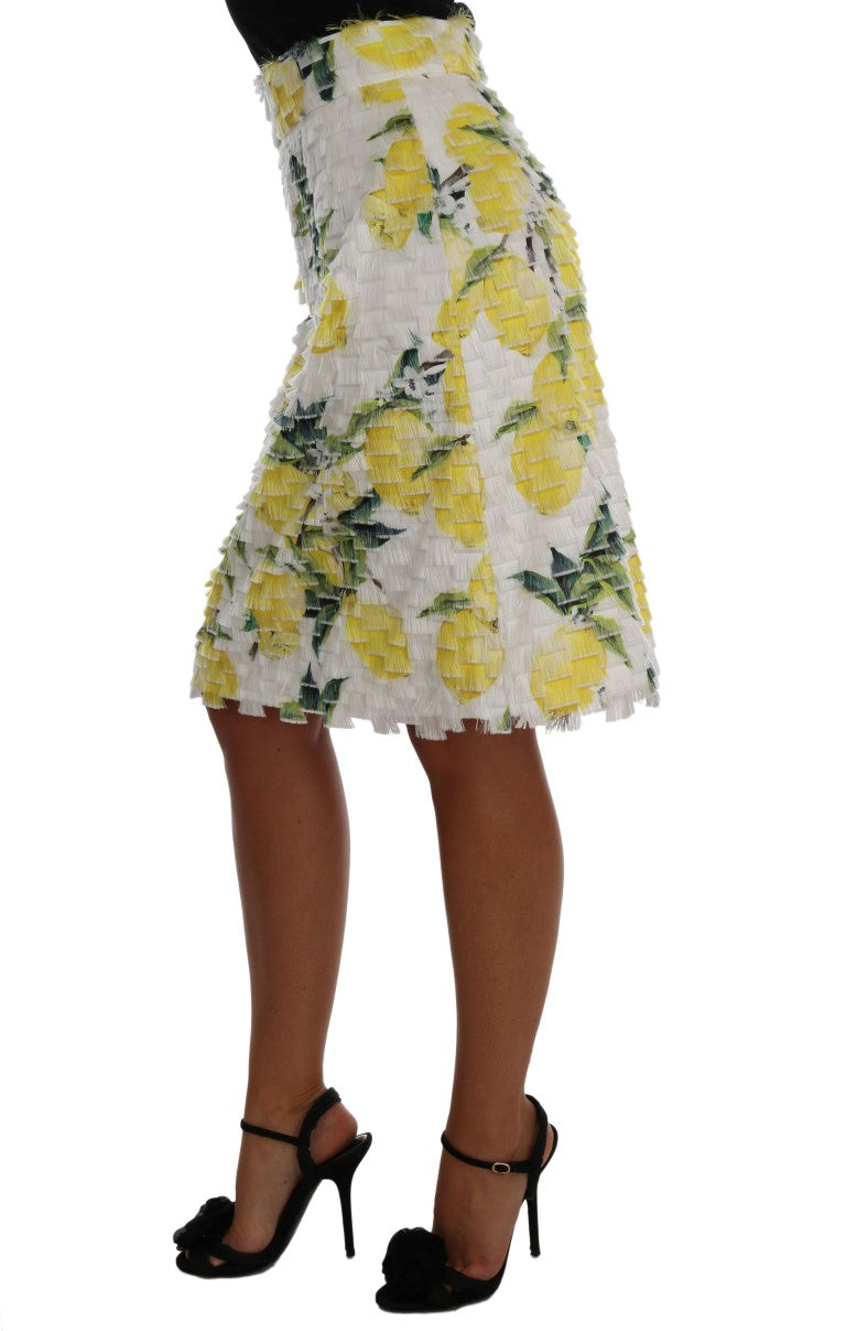  - Lemon Print Fringe Pencil Skirt