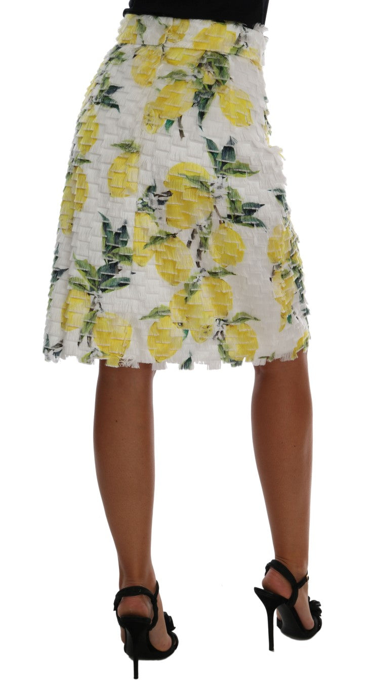  - Lemon Print Fringe Pencil Skirt